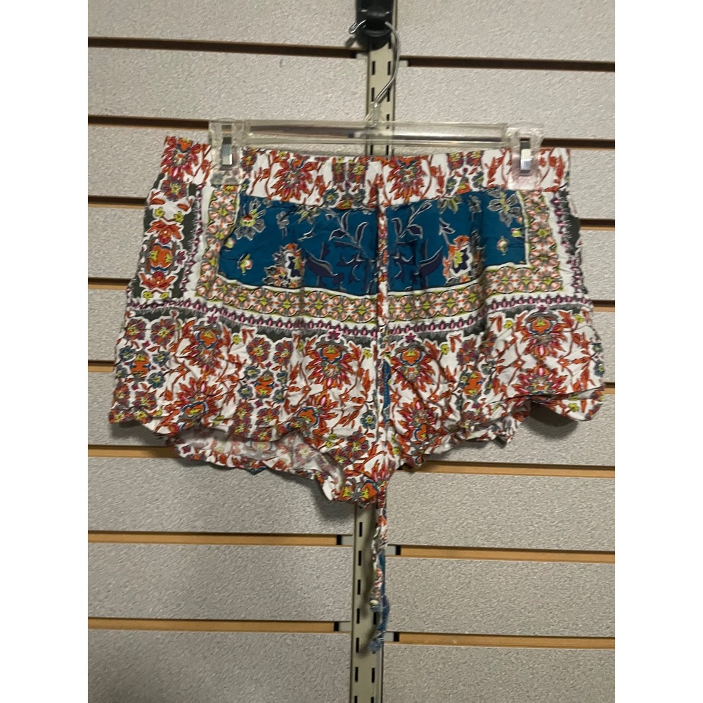 Boho Floral Print Drawstring Shorts Women's Size L